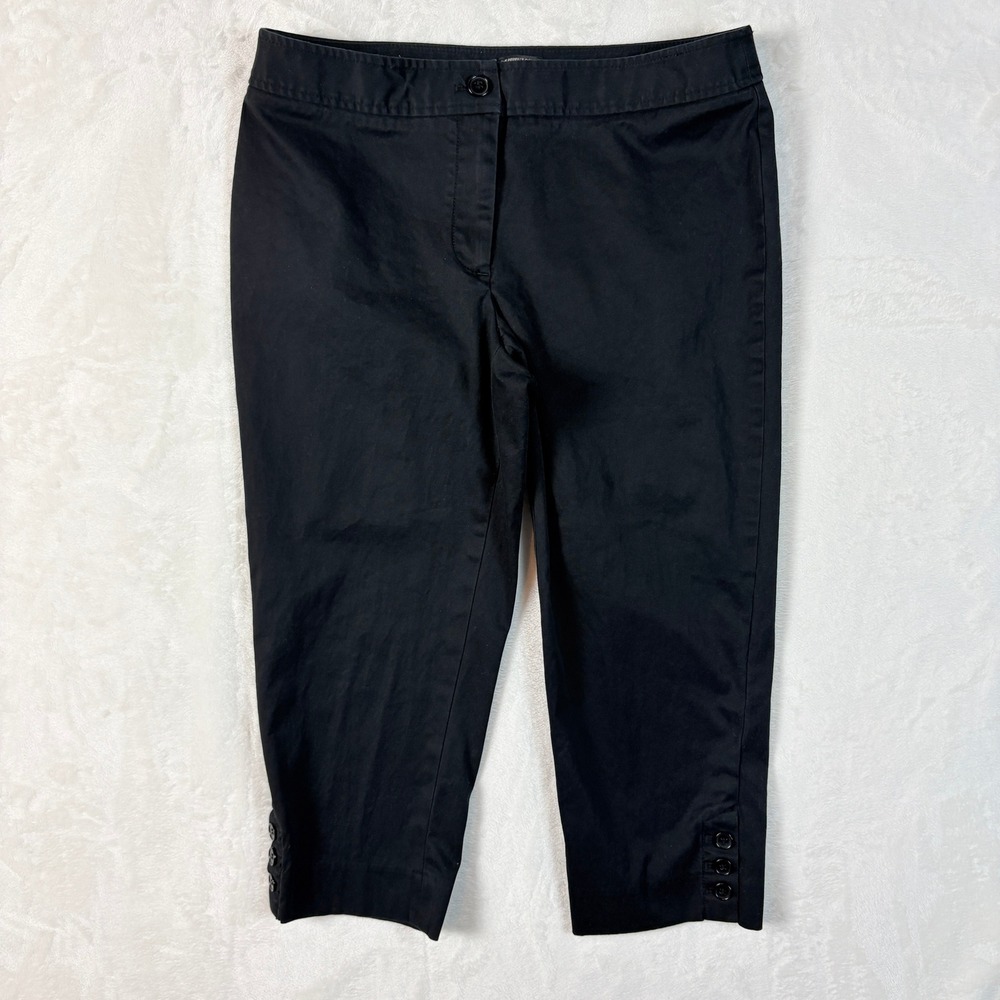 Talbots‎ The Perfect Skimmer Pants Womens 8P Black Excellent Button Hem Cropped